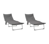 vidaXL Sdraio pieghevole con cuscino, 2 pezzi, grigio antracite, divano da sole regolabile, sdraio pieghevole, per giardino e terrazza, poltrona reclinabile per esterni