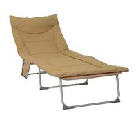 vidaXL Sdraio pieghevole con cuscino beige, divano da sole regolabile, sdraio pieghevole, per giardino e terrazza, poltrona reclinabile per esterni