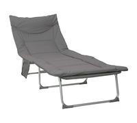 vidaXL Sdraio pieghevole con cuscino, grigio antracite, divano da sole regolabile, sdraio pieghevole, per giardino e terrazza, poltrona reclinabile per esterni
