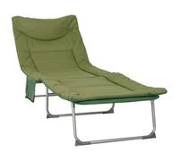 vidaXL Sdraio pieghevole con cuscino, verde scuro, divano da sole regolabile, sdraio pieghevole, per giardino e terrazza, poltrona reclinabile per esterni