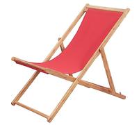 vidaXL Sdraio Pieghevole in Legno e Tessuto Rosso Sedia da Spiaggia Prendisole