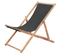 vidaXL Sdraio Pieghevole Legno e Tessuto Grigio Sedia da Spiaggia Prendisole