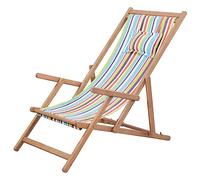 vidaXL Sdraio Pieghevole Legno e Tessuto Multicolore Sedia Spiaggia Prendisole