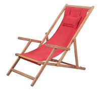 vidaXL Sdraio Pieghevole Tessuto Rosso Regolabile Prendisole Sedia da Spiaggia