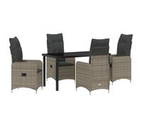vidaXL Liegestühle für den Garten 2 Stück Grau Poly-Rattan mit Kissen | Verstellbare Rückenlehne Wetterfeste moderne Outdoor-Sitzmöbel Langlebiges Design Stuhl Patio-Liegestuhl Deck Entspannungs Pe Ra