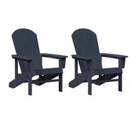 vidaXL Sedi Adirondack Set Di 2 Blu Navy Hdpe Resistente Alle Intemperie Stile Elegante Seduta All'aperto Per Balcone Patio Giardino Design Ergonomico Duraturo Sedia Moderna Con Finitura Testurizzat