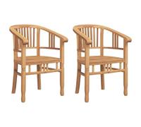 vidaXL Set di 2 sedie da Giardino in Teak massello, Stile Rustico Banana. Sono Resistenti alle intemperie e Hanno braccioli ergonomici. Dimensioni: 63 x 58 x 89 cm, supportano Fino a 110 kg. Perfett