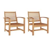 vidaXL Set di Poltrone da Giardino in Teak Naturale, 2 Pezzi, Marrone, Legno Massiccio, 60 x 64 x 77 cm, Stile Rustico, Robuste, Comode e Resistenti alle Intemperie, Richiesta di Assemblaggio con Ca