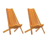 vidaXL Sedia 2 PCS Marrone 69 x 56 x 84 cm Legno di Acacia Massello, Sedia Pieghevole Rustica da Giardino e terrazzo, Relax in Acacia, Perfetta per Il Patio, Beige