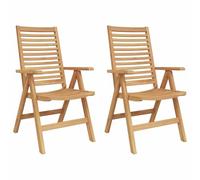 vidaXL Sedia 2 pz Marrone Legno di Teak Solido Convertibile | Si presenta alla grande con il suo legno di acacia lucido, Si piega bene per conservazione senza stress,
