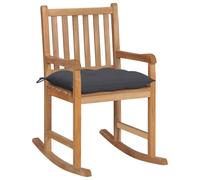 vidaXL Sedia a Dondolo con Cuscino Antracite in Legno di Teak