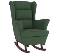 vidaXL Sedia a Dondolo con Gambe in Legno di Hevea Verde in Velluto