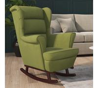 vidaXL Sedia a Dondolo con Gambe in Legno di Hevea Verde in Velluto