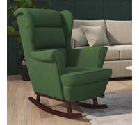 vidaXL Sedia a Dondolo con Gambe in Legno di Hevea Verde in Velluto