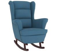 vidaXL Sedia a Dondolo con Gambe in Massello di Hevea Blu in Velluto