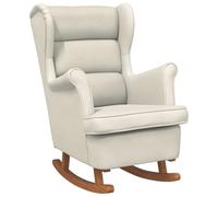 vidaXL Sedia a Dondolo con Gambe in Massello di Hevea Crema in Velluto