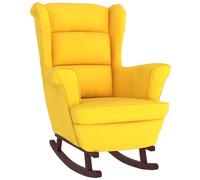 AX Sedia Poltrona Dondolo Velluto Hevea Giallo 78x93x97cm Soggiorno Casa 329370