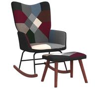 vidaXL Sedia a Dondolo con Poggiapiedi in Tessuto Patchwork