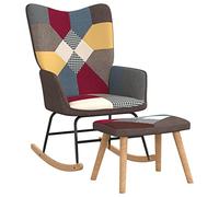 vidaXL Sedia a Dondolo con Poggiapiedi in Tessuto Patchwork