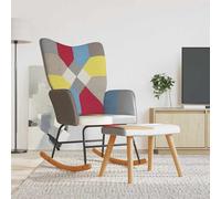 vidaXL Sedia a Dondolo con Poggiapiedi in Tessuto Patchwork