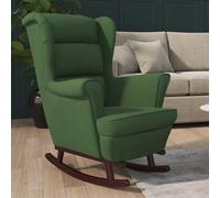 vidaXL Sedia a Dondolo con Gambe in Legno di Hevea Verde in Velluto