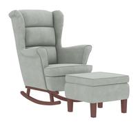 vidaXL Sedia a dondolo con schienale alto in velluto grigio chiaro