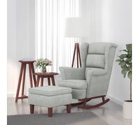 vidaXL Poltrona a Dondolo Gambe Legno e Sgabello Grigio Chiaro Velluto