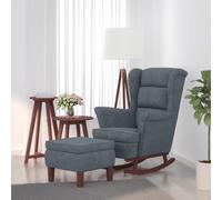 vidaXL Poltrona a Dondolo Gambe Legno e Sgabello Grigio Scuro Velluto