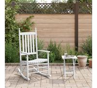 vidaXL Sedia a Dondolo con Tavolino Pieghevole Bianco Massello Pioppo