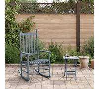 vidaXL Sedia a Dondolo con Tavolino Pieghevole Grigia Massello Pioppo