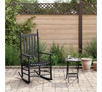 vidaXL Sedia a Dondolo con Tavolino Pieghevole Nera in Massello Pioppo