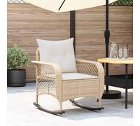 vidaXL Sedia a Dondolo da Giardino con Cuscini in Polyrattan Beige