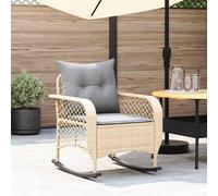 vidaXL Sedia a Dondolo da Giardino con Cuscini in Polyrattan Beige