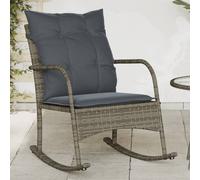 vidaXL Sedia a Dondolo da Giardino con Cuscini in Polyrattan Grigio