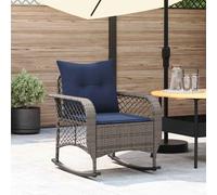 vidaXL Sedia a Dondolo da Giardino con Cuscini in Polyrattan Grigio