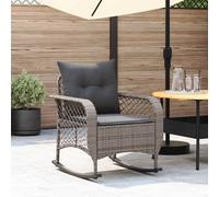 vidaXL Sedia a Dondolo da Giardino con Cuscini in Polyrattan Grigio, Sedia a Dondolo da Esterno, Sedia a Dondolo per mobili da Esterno, Sedia a Dondolo per Prato all'aperto