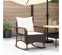 vidaXL Sedia a Dondolo da Giardino con Cuscini in Polyrattan Marrone, Sedia a Dondolo da Esterno, Sedia a Dondolo per mobili da Esterno, Sedia a Dondolo per Prato all'aperto