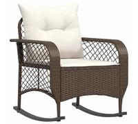vidaXL Sedia a Dondolo da Giardino con Cuscini in Polyrattan Marrone, Sedia a Dondolo da Esterno, Sedia a Dondolo per mobili da Esterno, Sedia a Dondolo per Prato all'aperto