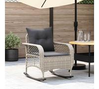 vidaXL Sedia a Dondolo Giardino con Cuscini Polyrattan Grigio Chiaro