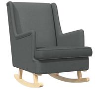 vidaXL Sedia a dondolo Grigio scuro 62 x 80 x 85 cm Tessuto, Poltrona a dondolo imbottita, stile chic con piedi in legno, design moderno per relax in salotto e camera