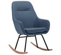 vidaXL Sedia a Dondolo Seggiola Poltrona Poltroncina Sedile Poltrona per Salotto Sedia per Salone Mobili Arredo Arredamento Blu in Tessuto