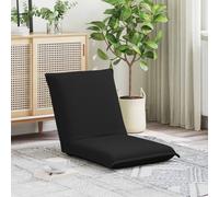 vidaXL Sedia da pavimento nera 54 x 64 x 59 cm in tessuto di pecora, sedia da terra moderna pieghevole, rettangolare, seduta comoda, schienale regolabile, design salvaspazio per camera da letto