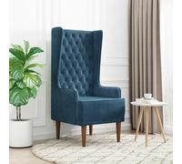 vidaXL Sedia a schienale alto trapuntata a bottoni Blu Velluto