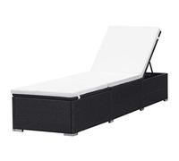 vidaXL Sedia a sdraio con cuscino bianco crema giardino esterno patio lounge lettino lettino lettino reclinabile Mobili in rattan nero