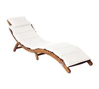 vidaXL Lettino Prendisole con Cuscino Rustico Pieghevole Robusto Elegante Ergonomico Sedia a Sdraio Relax Giardino Crema Legno Massello Acacia