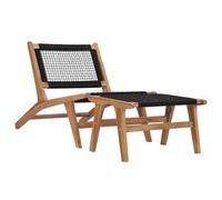 vidaXL Sedia a Sdraio con Poggiapiedi in Legno Massello di Teak e Corda