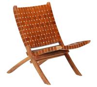 vidaXL Sedia a Sdraio in Pelle 59x72x79cm Strisce Marrone Pieghevole Seggiola