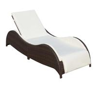 vidaXL Lettino Prendisole con Cuscino in Polyrattan Marrone