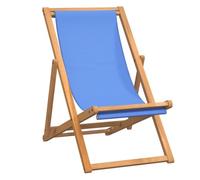 Sedia a sdraio in legno di teak 56x105x96 cm blu
