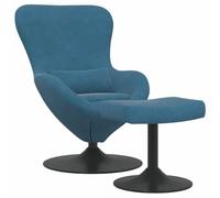 vidaXL Poltrona Ergonomica Moderna Con Sgabello Blu Grigio Tessuto Morbido Seduta Interna Design Elegante Comodo Per Leggere E Rilassarsi Perfetta Nel Soggiorno